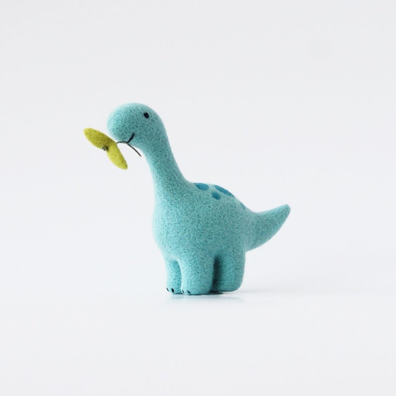 Leyang・Haohaoyu Wool Felt Material Pack-A Brontosaurus with a Long Neck - เย็บปัก/ถักทอ/ใยขนแกะ - ขนแกะ สีน้ำเงิน