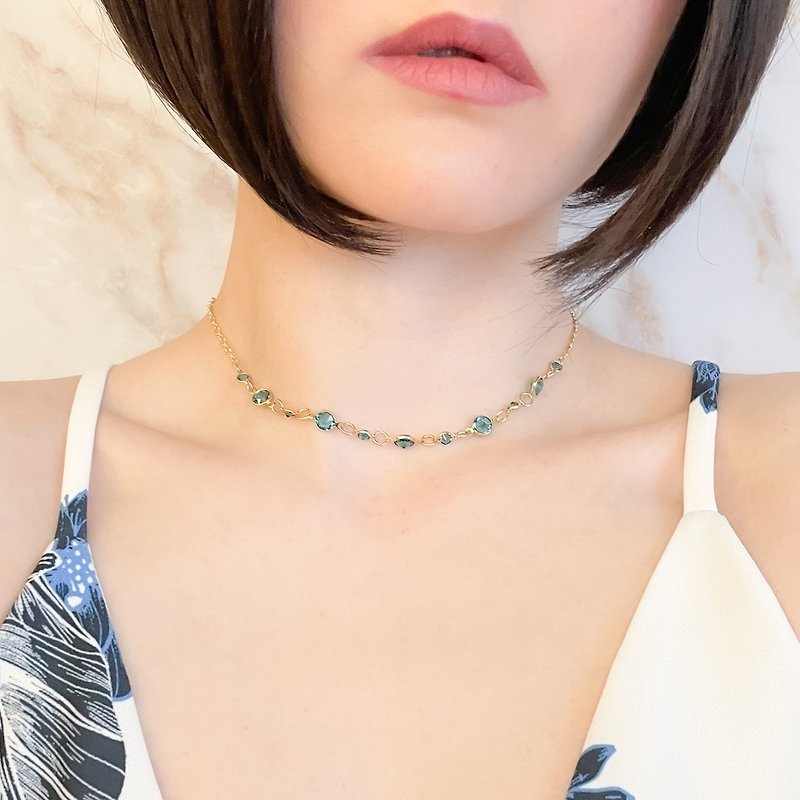 BL / Your eyes are Indigo blue / Choker necklace SV192BL - Necklaces - Glass Black