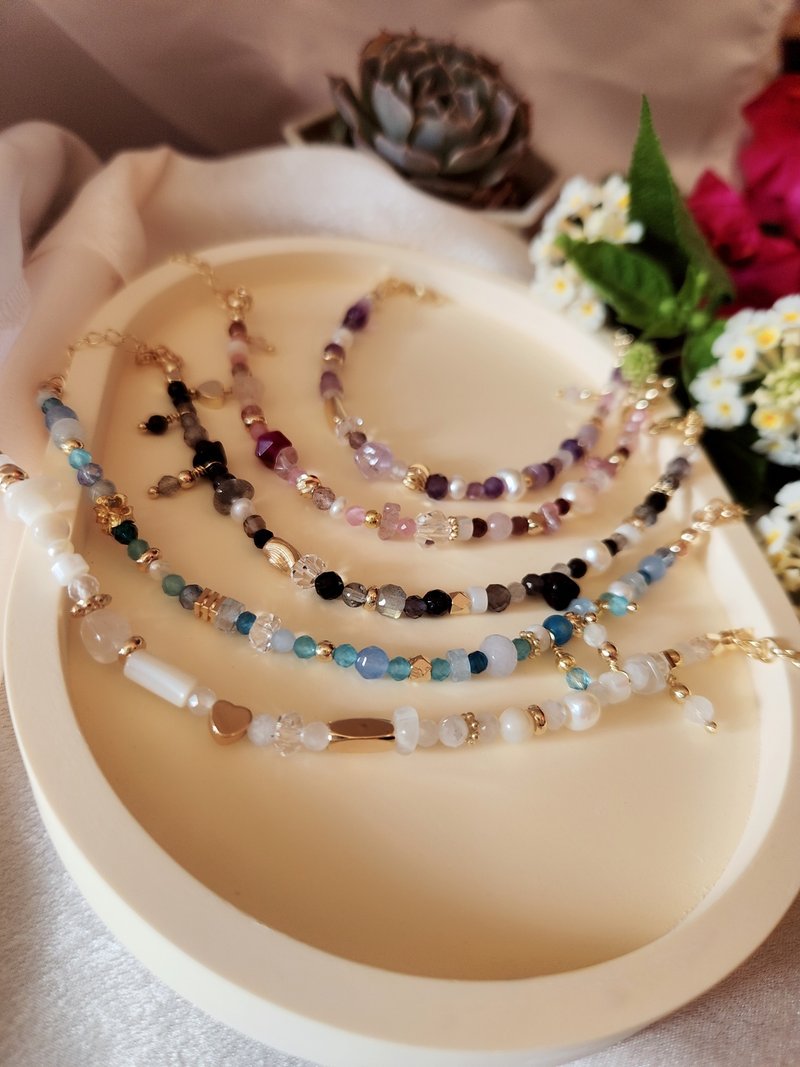 Flowers bloom in all seasons-six colors colorful energy semi- Gemstone crystal bracelet - สร้อยข้อมือ - เครื่องประดับพลอย หลากหลายสี