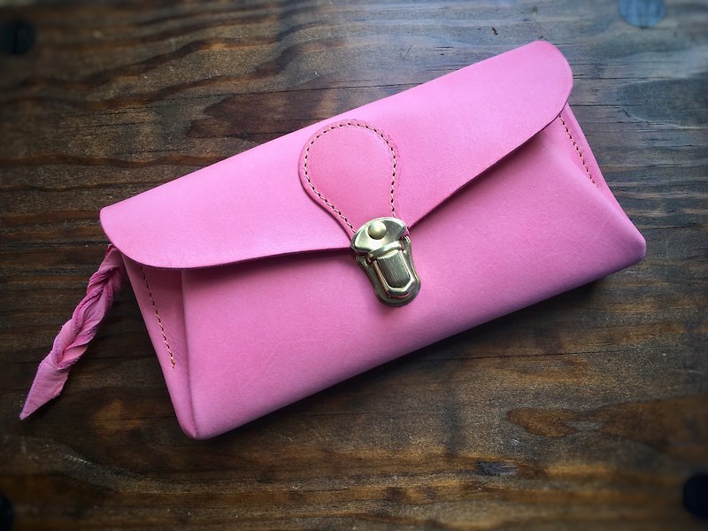 イタリアンレザー　長財布 series-envelope　フクシア - 財布 - 革 ピンク