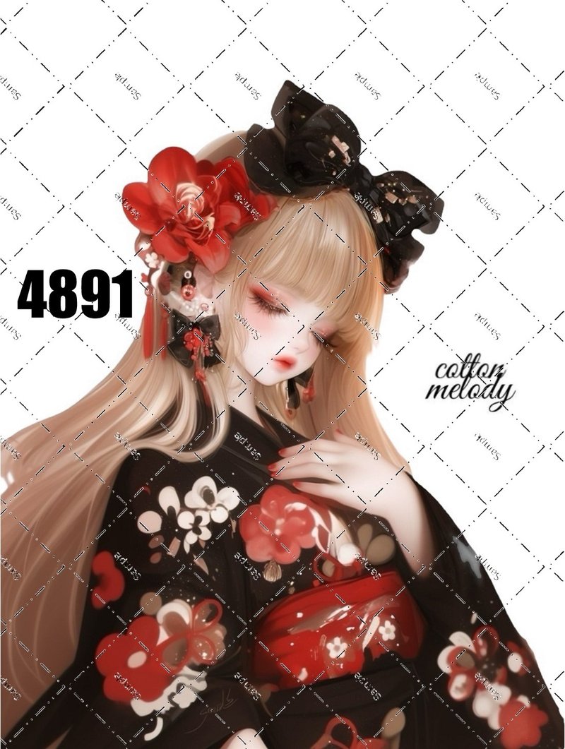 original sticker no.4891 人物ステッカー オリジナルステッカー オリジナル人物ステッカー 装飾ステッカー cotton melody - 貼紙 - 紙 