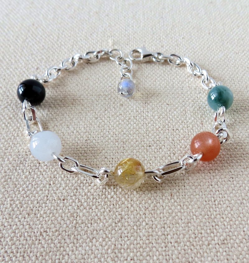 Sterling Silver**[璀璨 Lucky] Lucky Lucky Five Elements Bead Bracelet**Increase overall fortune [This Year of Life] - Bracelets - Gemstone Multicolor