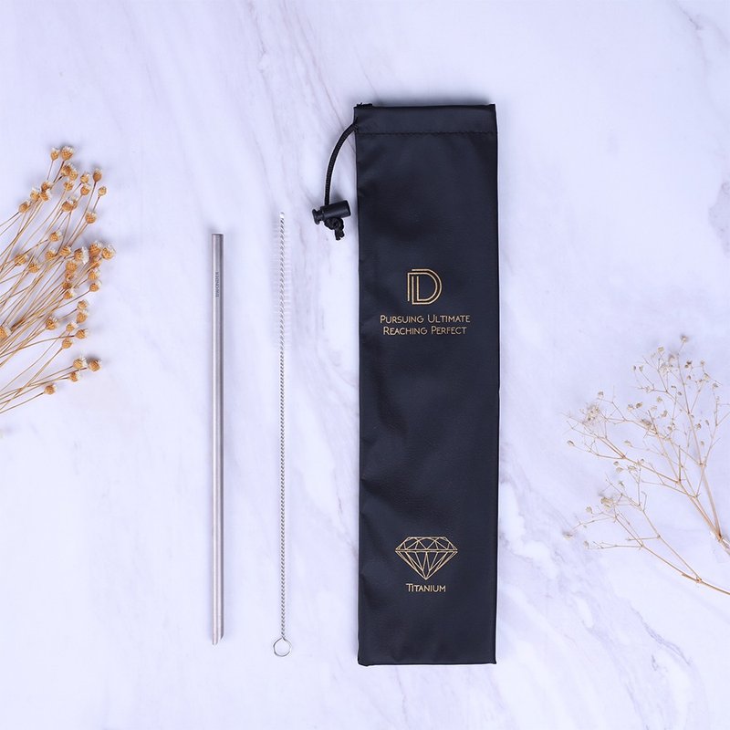 鑽石鈍角純鈦吸管【A】組 - 環保飲管 - 其他金屬 灰色