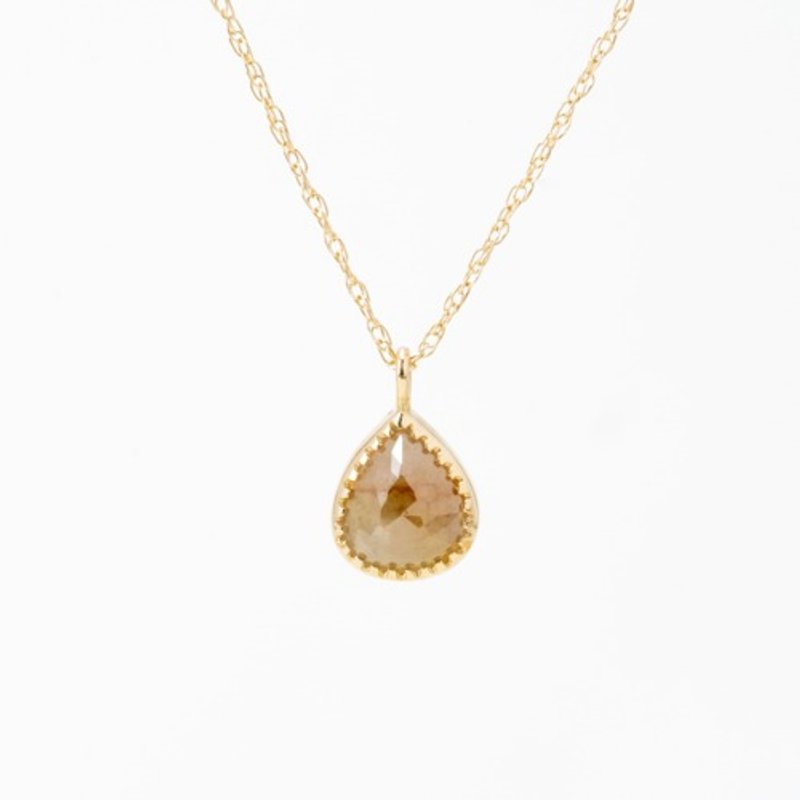 Beige Drop Diamond Necklace - สร้อยคอ - เครื่องเพชรพลอย 