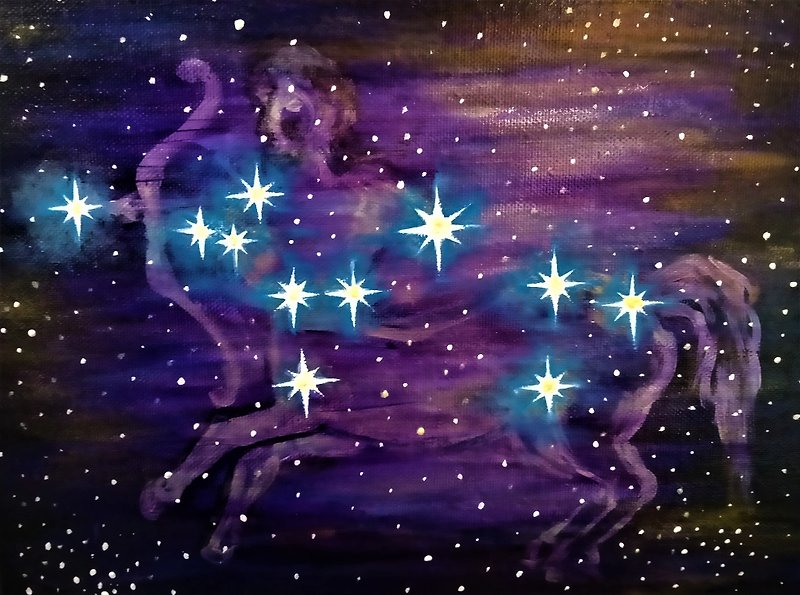 Saggitarius constellation Original acylic painting on canvas - โปสเตอร์ - วัสดุอื่นๆ หลากหลายสี