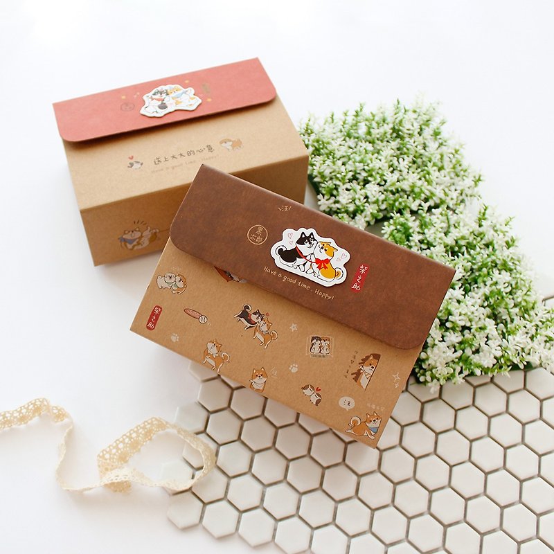Shiba nosuke / Three-dimensional sticker gift box (large) - กล่องของขวัญ - กระดาษ สีกากี