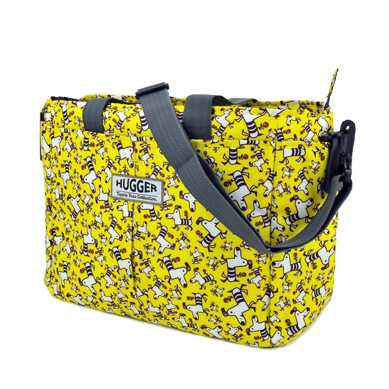 HUGGER little yellow dog mother bag/can be matched with children bag parent-child with childlike colorful graffiti - กระเป๋าคุณแม่ - ไนลอน สีเหลือง