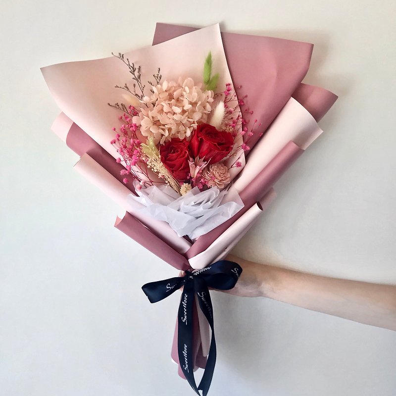 Sweet lover large without withered dry bouquet - ช่อดอกไม้แห้ง - พืช/ดอกไม้ สึชมพู