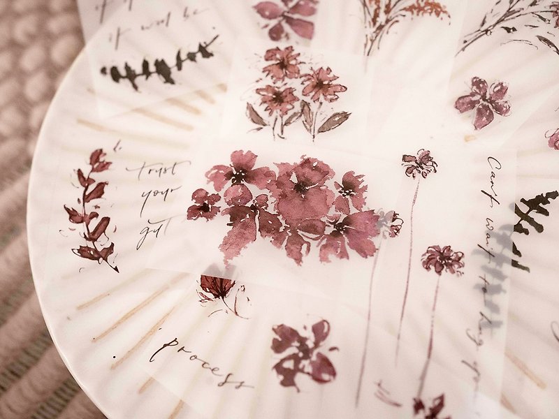 Floral Washi Tape Matte PET Tape - มาสกิ้งเทป - กระดาษ 