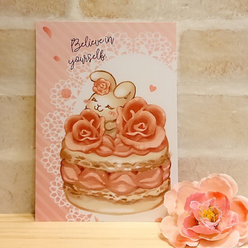 Postcard-Marcaron Bunny(Rose) - Cards & Postcards - Paper Pink