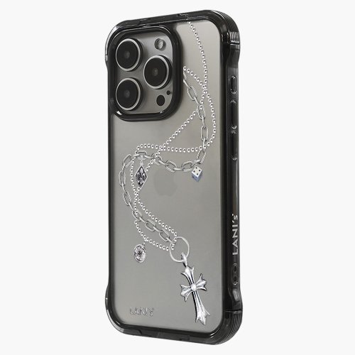 LANI's 風格防摔手機殼 月銀金屬 十字架圖 支架殼 標準透黑 iPhone 16 15 14 13 Pro Max