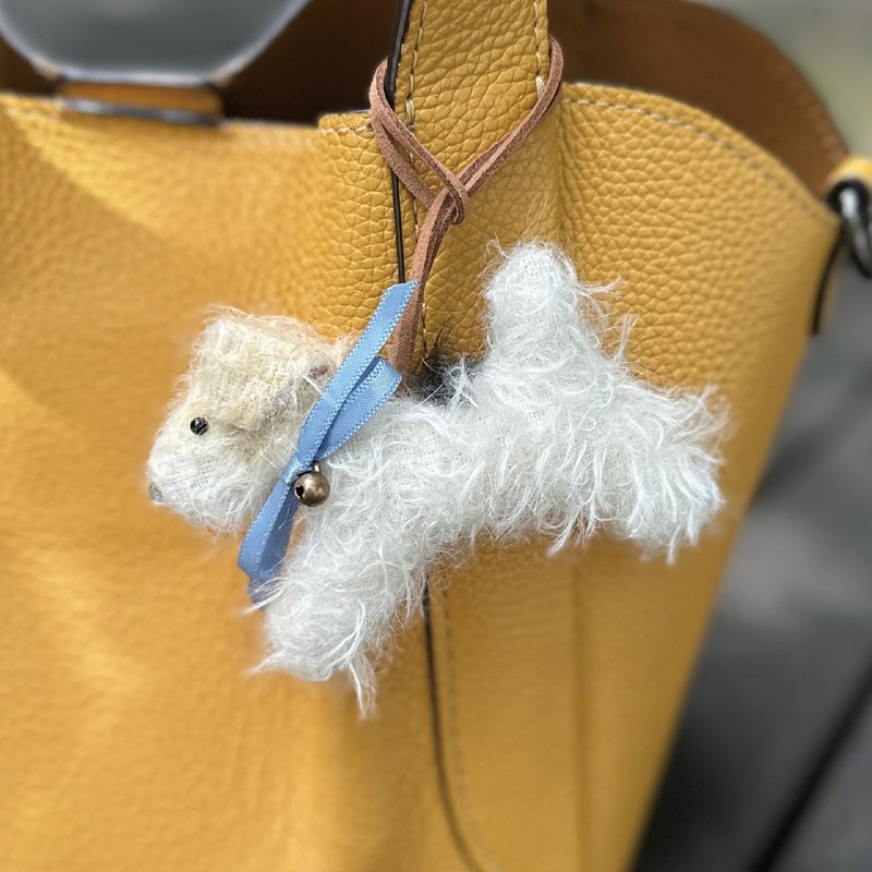 Wirefoxterrier 剛毛獵狐梗 手工馬海毛 飛躍的梗 - 吊飾/掛飾 - 羊毛 白色