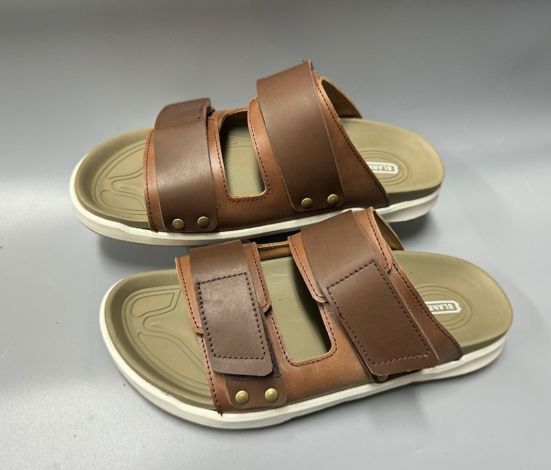 6001 Personalized thickened foam men’s genuine leather sports slippers - รองเท้ารัดส้น - หนังแท้ หลากหลายสี