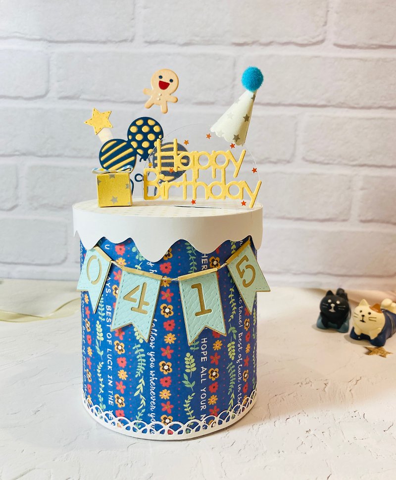 [Handmade Card] Colorful Bear Cake Gift Box/DIY Material Pack/Customized Birthday Date - การ์ด/โปสการ์ด - กระดาษ 