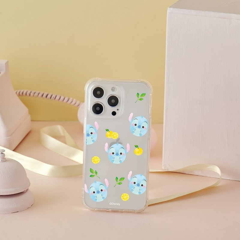 ディズニー ウフフィシリーズ スティッチのオレンジハートオレンジフルエアバッグ 落下防止iPhoneケース - スマホケース・カバー - シリコン 多色