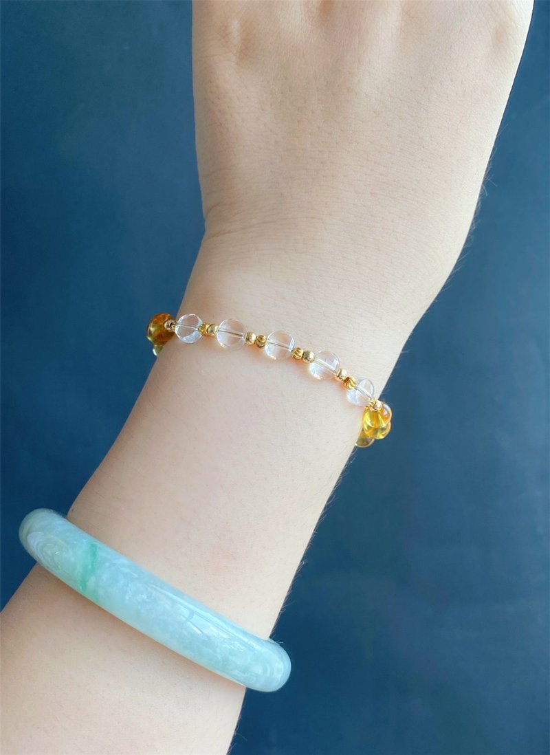 Lucky White Crystal Citrine Helping Career Study Design Bracelet Gift Natural St - Bracelets - Crystal Yellow
