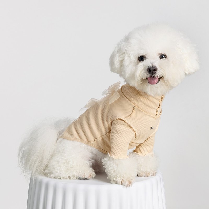 Pet knitted turtleneck cotton sweater, soft, stretchy and elegant, diamond-encrusted knitted dog clothes - Clothing & Accessories - Cotton & Hemp 