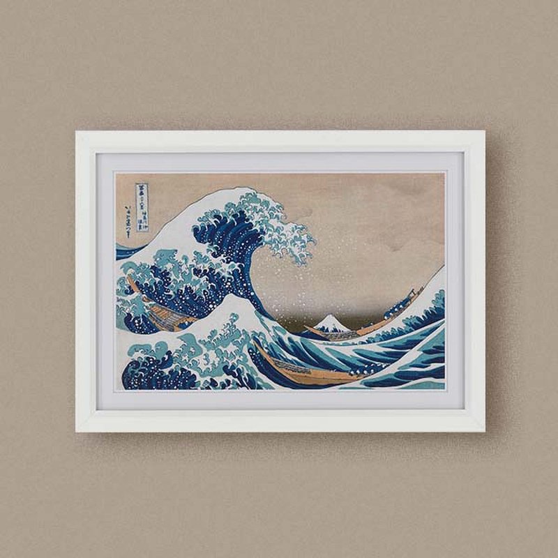 【 世界名作小框畫 】葛飾北齋・神奈川沖浪裏 - 海報/掛畫/掛布 - 紙 藍色