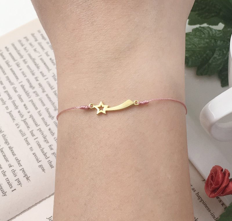 *Le Bonheur happy Line line*925 gold-plated sterling silver bracelet vow meteor red Christmas gift exchange Christmas gift Wishing Star Wish - สร้อยข้อมือ - ผ้าฝ้าย/ผ้าลินิน 