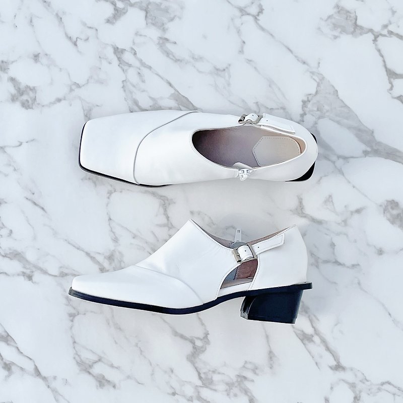 Proposal for Constellation / Capricornu  -White  Square shoes - Women's Leather Shoes - Genuine Leather White