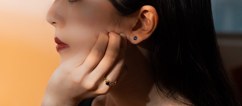 18K金藍寶石耳環 Blue Sapphire Gem Candy Earrings - 耳環/耳夾 - 貴金屬 