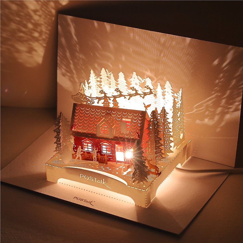 クリスマス ビレッジ ハウス - ポストーク ペーパー アート 光と影のモデル (LM-45) クリスマス カード、ギフト - カード・はがき - 紙 多色