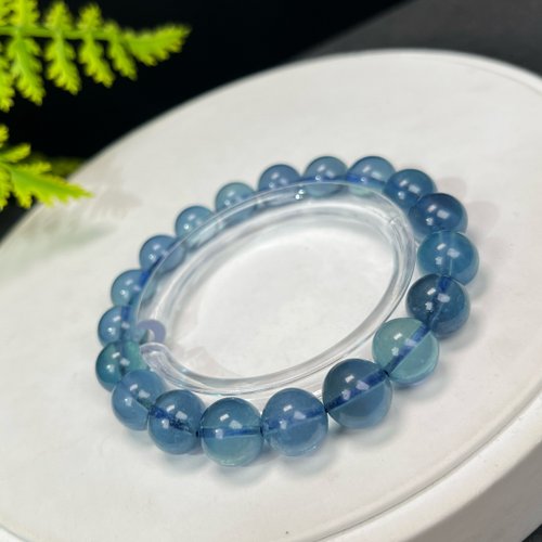 WANZAMGOK 高品質魔鬼藍海藍寶手串高冰透體深藍圓珠手鏈女氣質三月生辰10mm