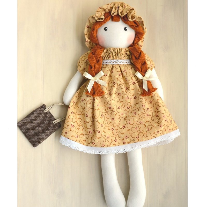 Natural crazy. Crazy natural hand-made dolls, Japanese dolls, country dolls, simple style ~ Nuan Yang Belle - Stuffed Dolls & Figurines - Cotton & Hemp Orange