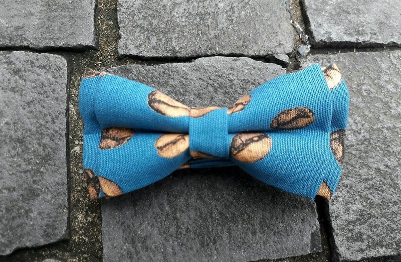 咖啡豆 領結 Bow ties - 領結/領巾 - 棉．麻 藍色