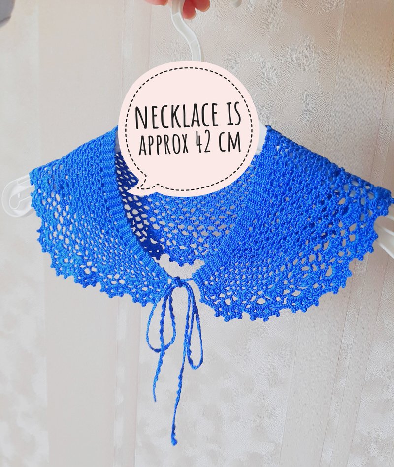 Lace women collar handmade Necklace detachable blue collar Ultramarine accessory - สร้อยคอทรง Collar - ผ้าฝ้าย/ผ้าลินิน สีน้ำเงิน