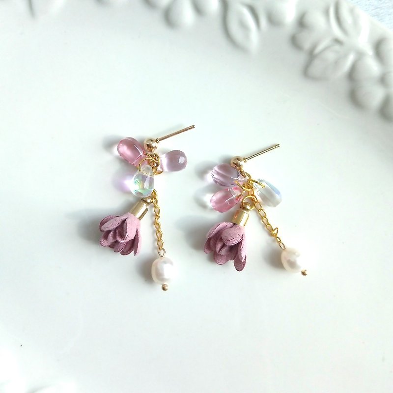 Aiyana Dream Girl Series Rose Water Drop Bead Natural Pearl Earrings-Ear Pins/ Clip-On - Earrings & Clip-ons - Pearl Pink