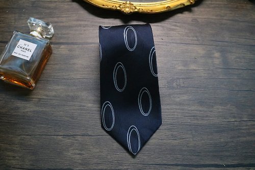 壞紳士 墨藍真絲大圈圈領帶/商務型男necktie