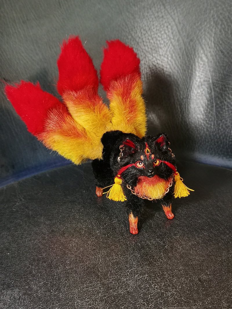fire Fantasy Kitsune FOX 3 tails BJD art doll poseable - 公仔/玩偶 - 其他材質 多色