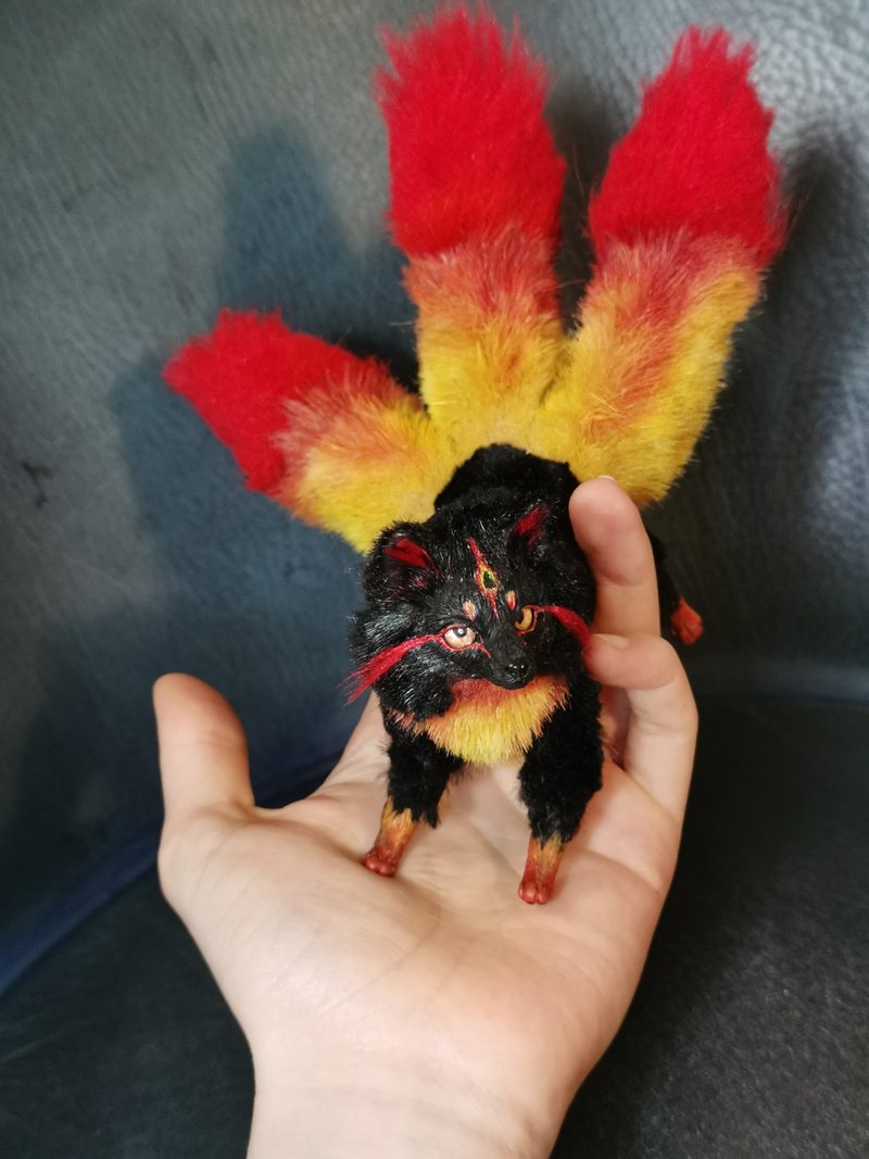 fire Fantasy Kitsune FOX 3 tails BJD art doll poseable - 公仔/玩偶 - 其他材質 多色