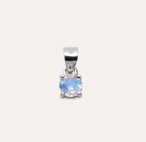 安珠 AND JEWEL 每天配戴的天然寶石 AND 月光石 藍色 圓形 4mm 墜子 經典系列 Round P 天然寶石