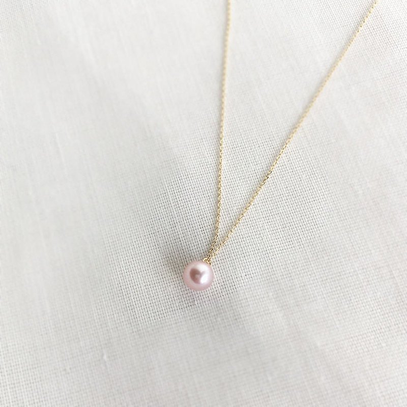 5mm Dainty Pink Pearl Necklace - สร้อยคอ - ไข่มุก สึชมพู