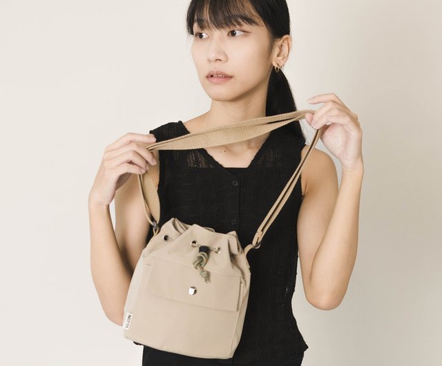 Nylon Bucket Sling Bag (Khaki)