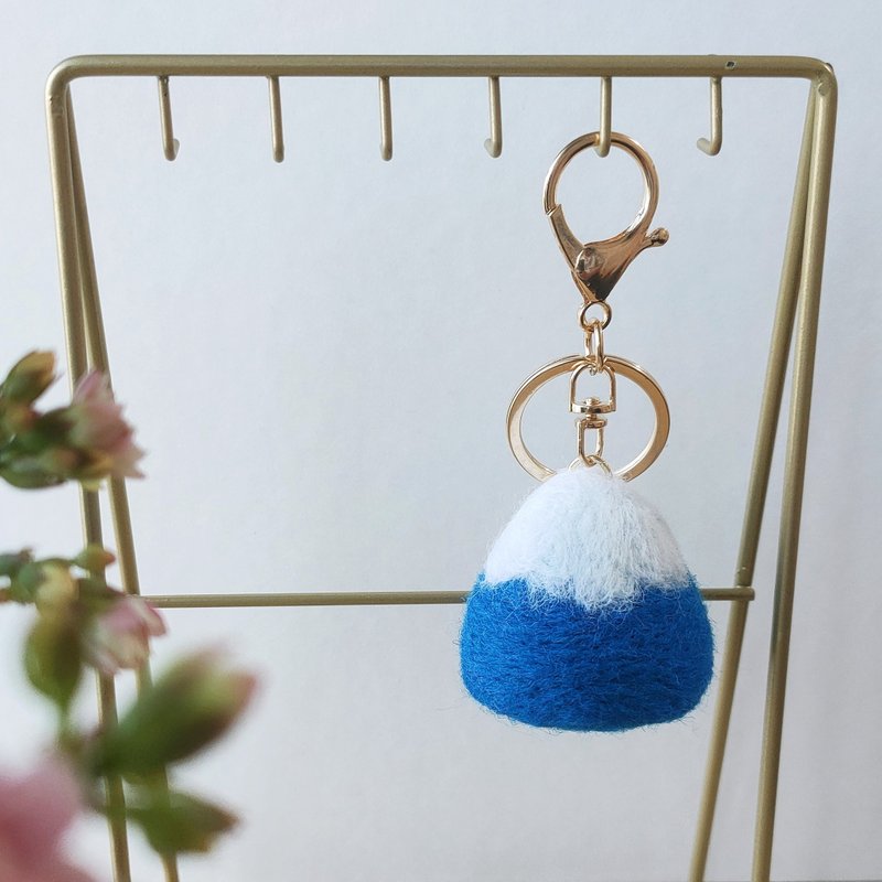 [Handmade Wool Felt] Japanese Mount Fuji Pendant - ที่ห้อยกุญแจ - ขนแกะ สีน้ำเงิน