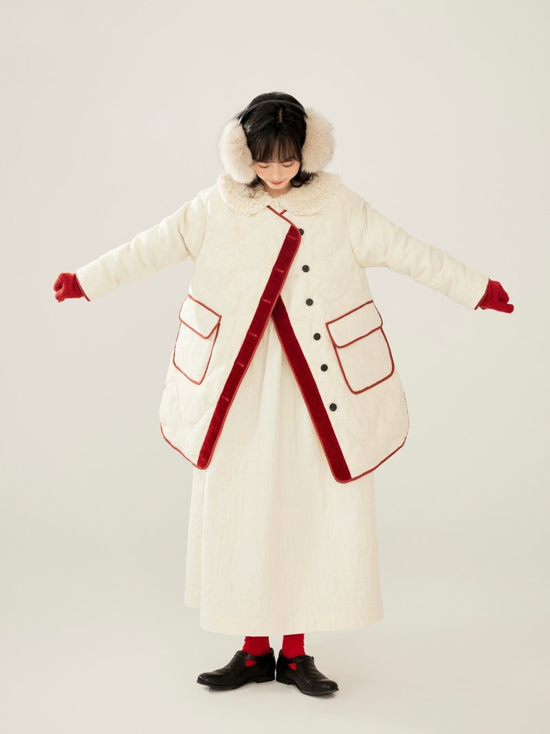 瑞雪喃語 甜美俏皮 撞色 羽絨服 - 女大衣/外套 - 其他材質 白色