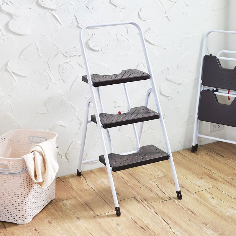 +O home Wo Hanke household heavy folding handrail board ladder - third order - Storage - Other Metals Multicolor
