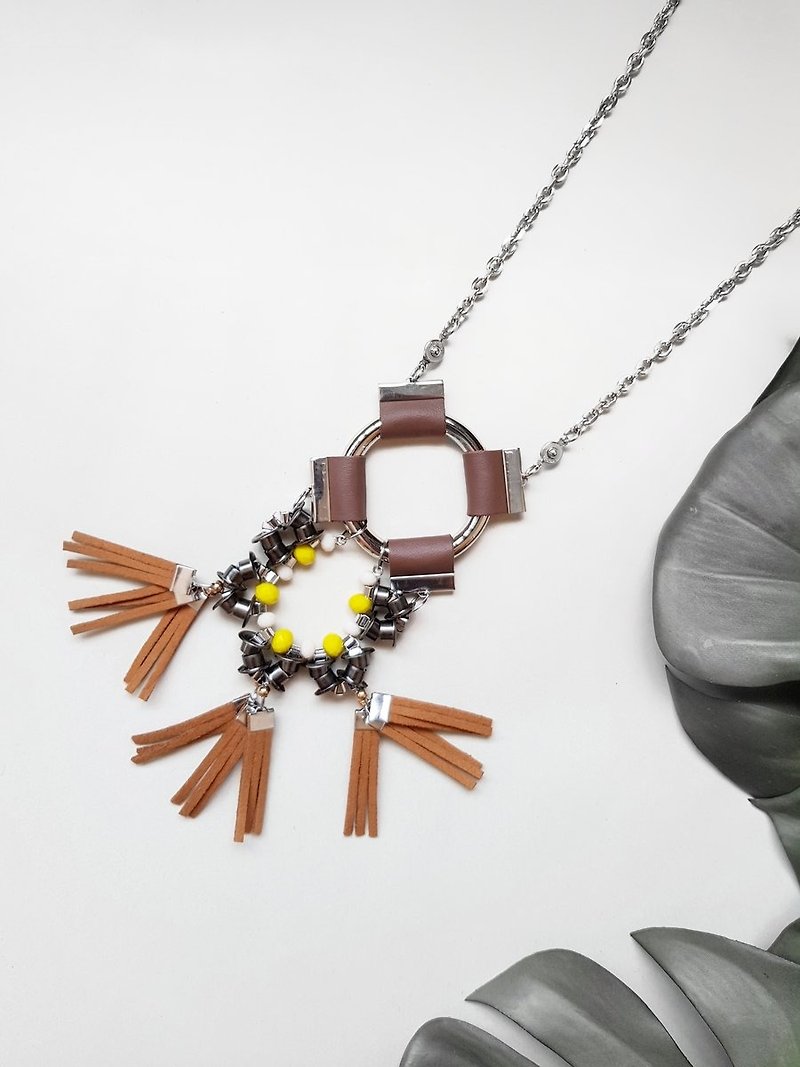 GILL Pendant Long Necklace //EARTH - Necklaces - Other Materials Brown