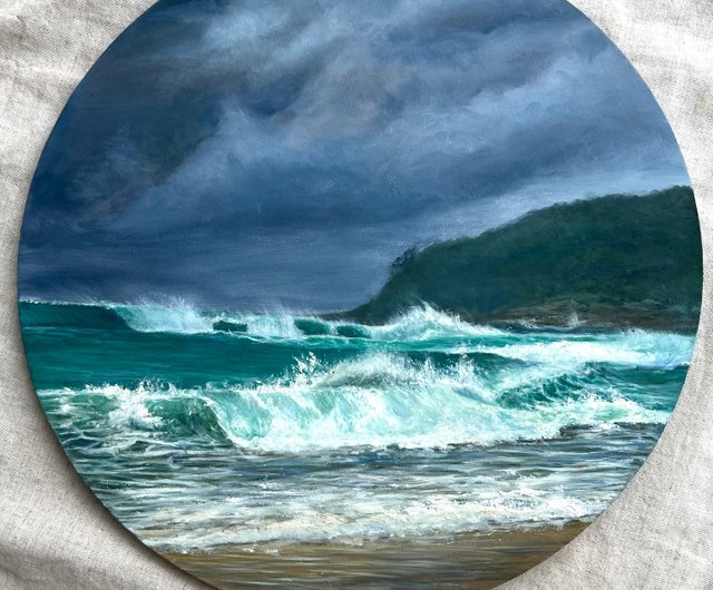 油絵 絵画 【エメラルドグリーンの海】