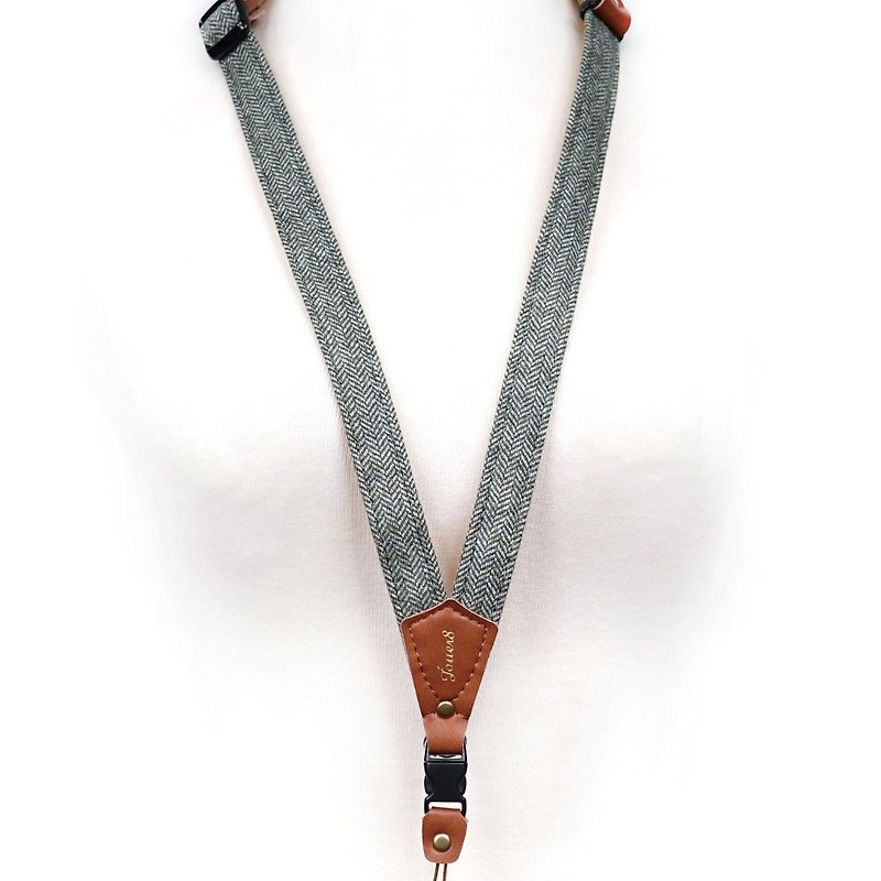 Mobile phone strap-1.8V type-literary youth-classic herringbone pattern hair feels good-neutral wind is good to wear - Lanyards & Straps - Cotton & Hemp Green