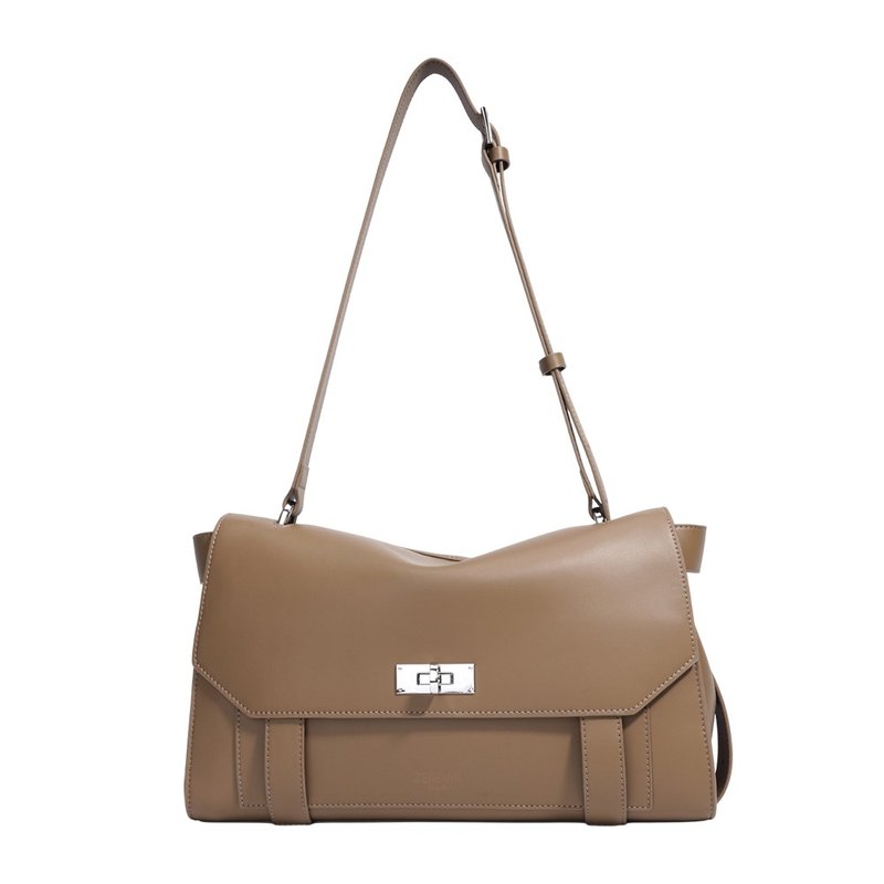 ZENDAR 限量1折 頂級小牛皮肩背包 卡其色 全新專櫃展示品 - 側背包/斜背包 - 真皮 卡其色