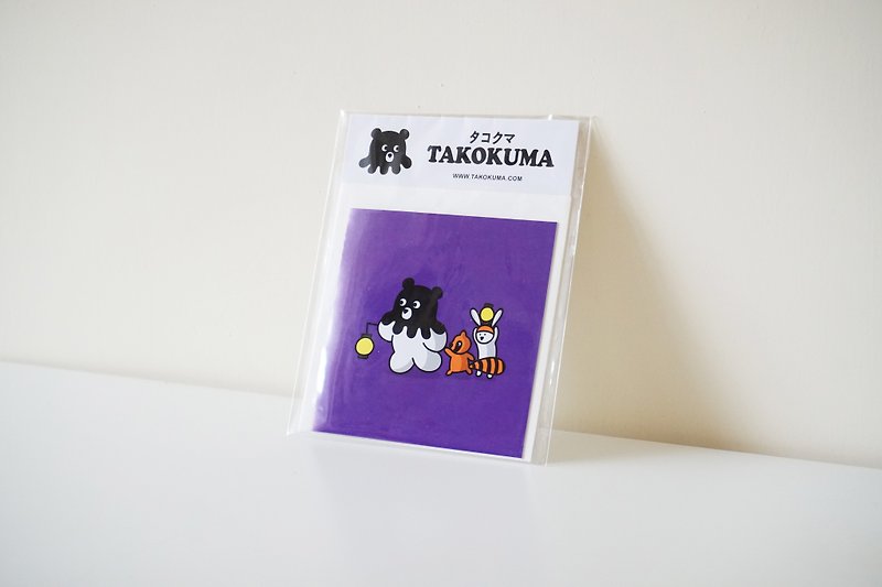 Octopus Bear Takokuma Square Small Card - accompanied by good friends - Cards & Postcards - Paper Purple