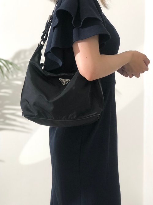 Sランク◆VINTAGE【PRADA】トライアングル*キャンバス*バッグ 日本直送 名牌中古包 】PRADA プラダ トライアングルロゴ