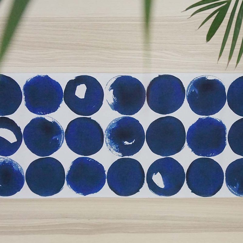 Draft Nordic ins bed and breakfast ink polka dot blue TV cabinet coffee table cover cloth table runner - ผ้ารองโต๊ะ/ของตกแต่ง - เส้นใยสังเคราะห์ สีน้ำเงิน
