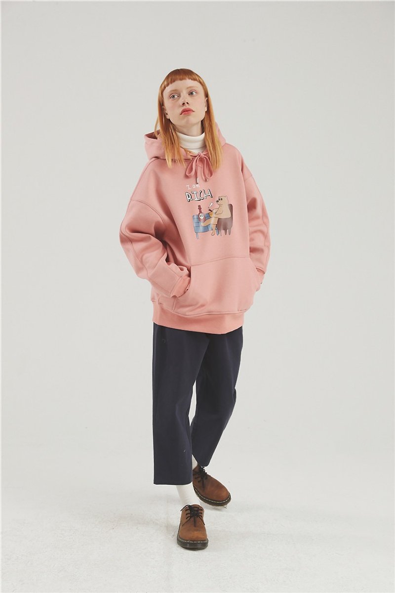 Rich bear PROD sweater female hooded plus velvet thickening autumn and winter 2019 new loose Korean version of the tide lovers jacket - Unisex Hoodies & T-Shirts - Cotton & Hemp Pink