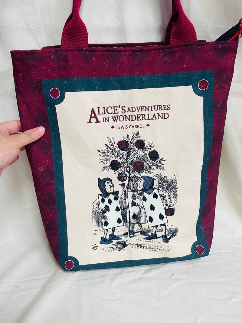 Alice in Wonderland-Playing Card Soldier-Shoulder Tote Bag - Handbags & Totes - Cotton & Hemp Red