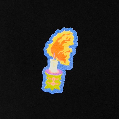 Two in row Original Risograph fire candle surreal sticker